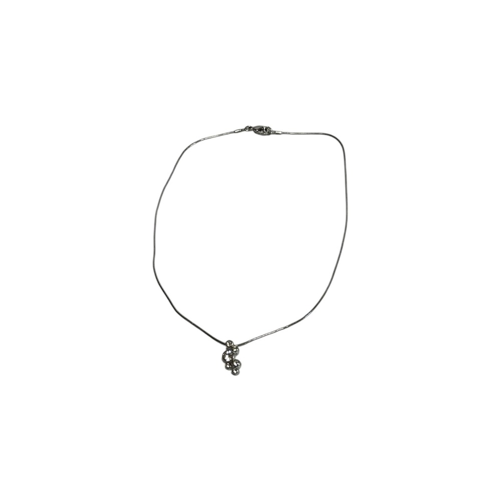 Avon Pendant Necklace 16" Silver Tone Crystal Cluster Snake Chain